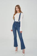 セミブーツカットハイスパンデックスサスペンダーデニムパンツ/SEMI BOOTSCUT HIGH SPANDEX SUSPENDER DENIM PANTS [6677]