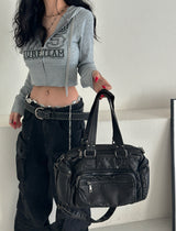 Star cropped mini hoodie zip-up