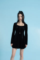 ロマンチックベルベットフレアドレス/Romantic Velvet Flare Dress (4397424705654)