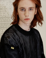 WAFFLE FISHNET SWEATER BLACK (6691447144566)