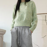 Adieu pastel gradation mix round long sleeve knit