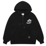 22ドルヘビースウェットジップアップフーディー/22 DALLES HEAVY SWEAT ZIPUP HOODIE WHITE MELANGE / BLACK