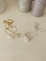 アイレットリボンパールネックレス / [925silver] Eyelet ribbon pearl necklace