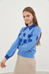 heart jacquard cashmere collar top_clear sky (6655898517622)