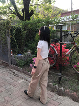 Waist slit lettering t