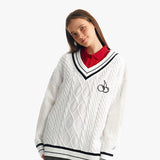 ミドルチェリーツイストⅤネックニット／MIDDLE CHERRY TWIST V-NECK KNIT [IVORY]