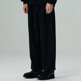 ツータックワイドシルキーパンツ/TWO TUCK WIDE  SILKY  PANTS-BLACK