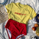 ロゴクロップスパンショートスリーブTシャツ/crevy logo crop spandex short sleeve tee (yellow)