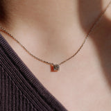14K gold antique cognac diamond necklace (6680482742390)