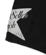 W DAMAGED STAR KNIT CREWNECK BLACK(CV2DFFK601A)
