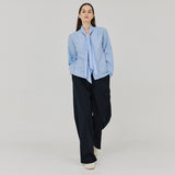ツータックボタンワイドウールパンツ / Two-Tuck Button Wide Wool Pants (Navy)
