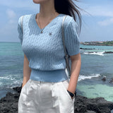 [Bellide made] モアVネックショートTスリーブニット