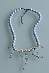 (Swarovski) Skyblue Silver Flower Necklace