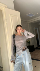 Belua off-shoulder long-sleeved tee