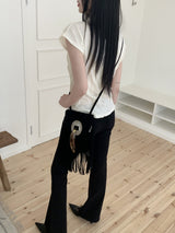 カンリーローライズコットンスパンブーツカットパンツ/Kanley Low Rise Cotton Span Bootcut Trousers
