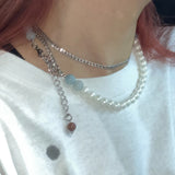 Aqua pearl necklace