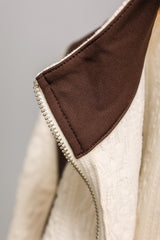 エアケーブルニットハーフ2WAYジップアップジャケット / AIR CABLE KNIT HALF 2WAY ZIP UP JACKET-ECRU SIENNA