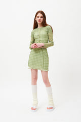 チェリーパターンメッシュミニスカート / CHERRY PATTERN MESH MINI SKIRT [LIME]