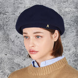 Stud Logo Wool Beret Navy
