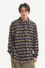 ルブルイヤールウールカラーカーディガンシャツ/Le brouillard Wool collar cardigan shirt S113 Navy