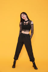 ショルダーメッシュクロップTシャツ / TOP(7807) Shoulder Mesh Crop Tee