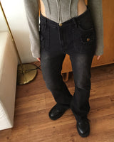Booming Y2K Pocket Washed Denim Bootcut Pants