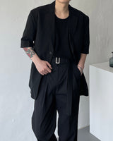 マンスリネンツータックベルトスラックス / Month )  linen two-tuck belt slacks (3 colors)