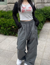 ナイロンバンディングカーゴワイドパンツ / nylon banding cargo wide pants