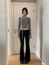 diagonal choker crop tee