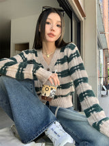 グリーンストライプカーディガン