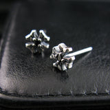 シャイニークロスS1ブラックスピネルシルバースタッズイヤリング / Shiny Cross-S1 Black Spinel silver stud earring (4595395100790)
