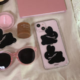 コットンバニーポポジェリーハードアイフォンケース/Cotton bunny popo Jelly Hard phone case black