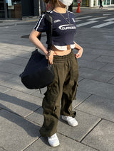 Y2k スポーティーレーシングクロップTシャツ