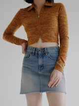 ビーフカラージップアップTシャツ / Beef collar zip-up T-shirt (4color)