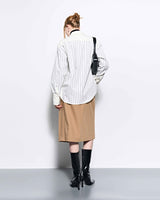 DOZI - Pinched Stripe Oversized Shirts _ Ivory