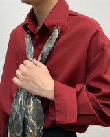 MO マーベルスカーフアイレットシャツ / MO Marvel Scarf Eyelet Shirt (3 colors)