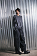 VINTAGE P. DYEING CUT-OUT CROP-TEE (Charcoal) / ビンテージダイングアウトクロップT