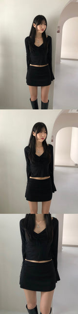 ペリーストラップシャーリング長袖Tシャツ / Perry Strap Shirring T (2color)