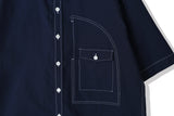 UTILITY CURVED POCKET OXFORD 1/2 SHIRT NAVY (6561040367734)