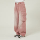 Parachute cargo washed denim pants