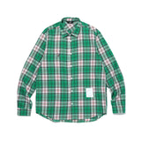 オーバーフィット格子縞チェックシャツ/OVERFIT PLAID CHECK SHIRT-GREEN+PINK