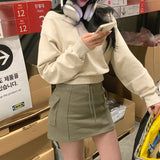 パステルVネッククロップドスウェットシャツ