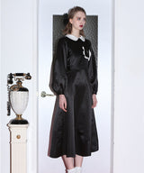バタフライサテンコラードレス/ butterfly satin collar dress