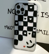 スマイルハートチェッカーボードフォーンケース / Smile Heart Checkerboard Phone Case