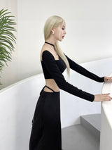 トラップホールライントップ/372. Trap hole line top (bk, wh)