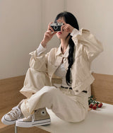 [BELLIDE MADE] creamy cropped cotton jacket