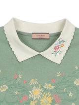 フラワーエンブロイダリーカラースウェットシャツ / Flower Embroidered Collar Sweatshirt
