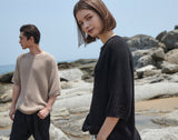 オーバーサイズ フィッシュネット ディテール SS スウェット / OVERSIZED FISHNET DETAIL SS SWEATER BLACK