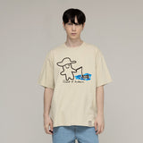 ヒューマンドローイングフィッシュスマイルショートスリーブTシャツ/Human Drawing Fish Smile Short-Sleeved T-Shirt