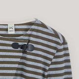 Khaki Toggle Patch Stripe Cardigan
